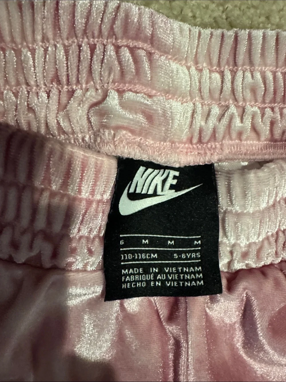 Nike Kids Pink Velvet Tie-Dye Joggers with Swoosh
